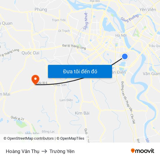 Hoàng Văn Thụ to Trường Yên map