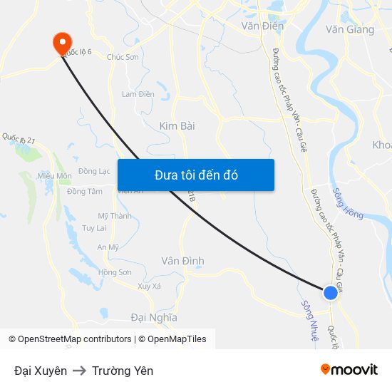 Đại Xuyên to Trường Yên map