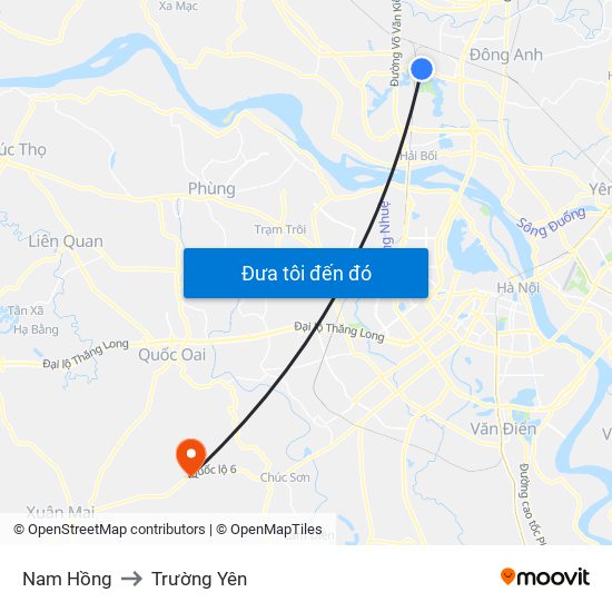 Nam Hồng to Trường Yên map
