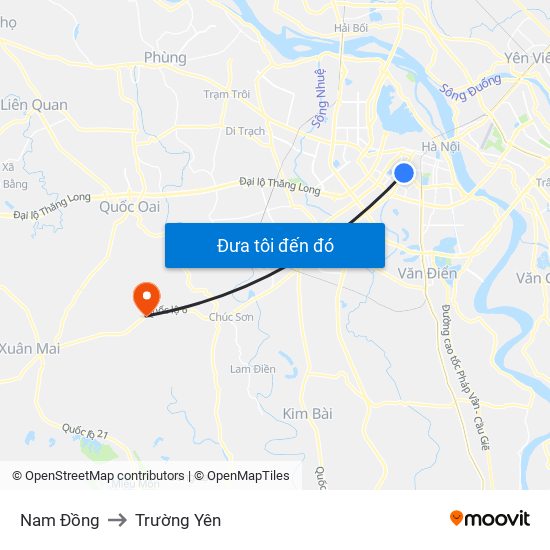 Nam Đồng to Trường Yên map