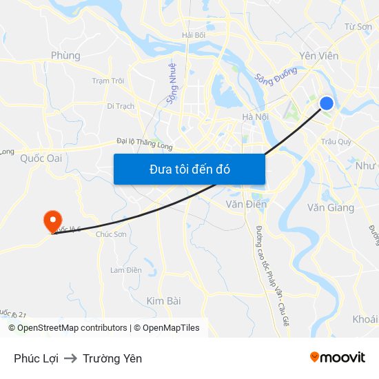 Phúc Lợi to Trường Yên map