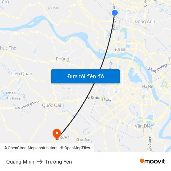 Quang Minh to Trường Yên map