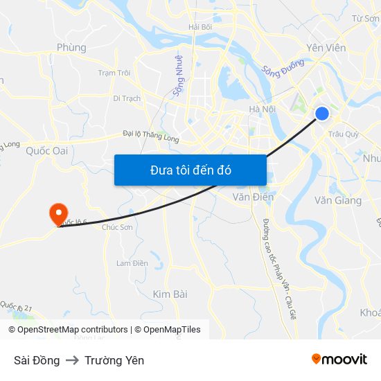 Sài Đồng to Trường Yên map