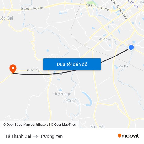 Tả Thanh Oai to Trường Yên map