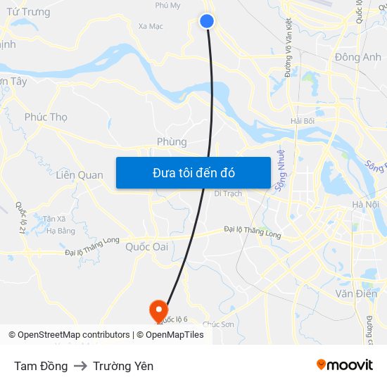Tam Đồng to Trường Yên map