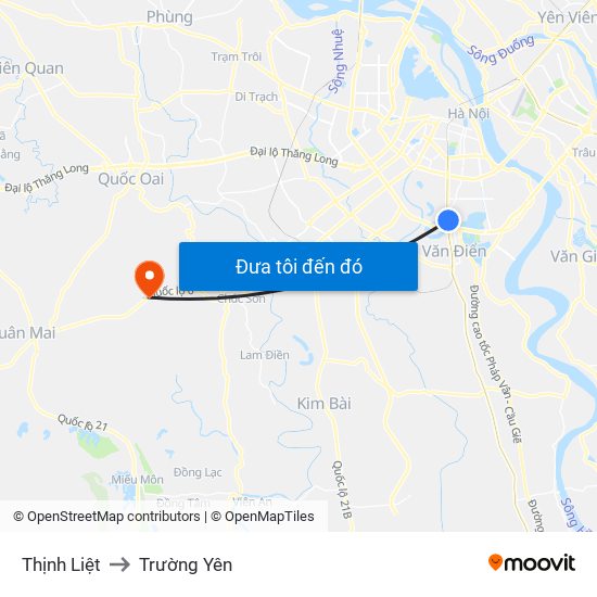 Thịnh Liệt to Trường Yên map