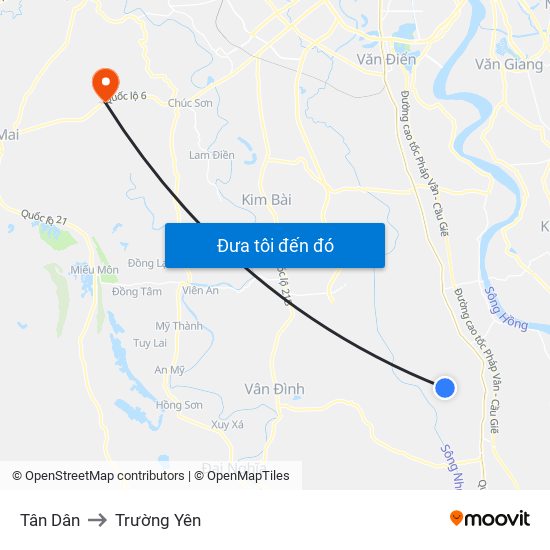 Tân Dân to Trường Yên map