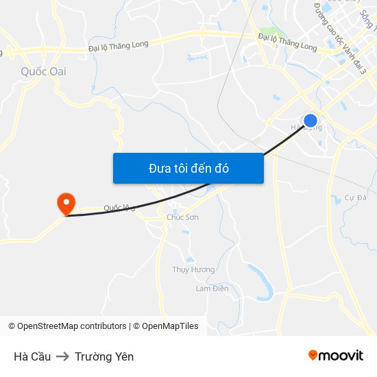 Hà Cầu to Trường Yên map