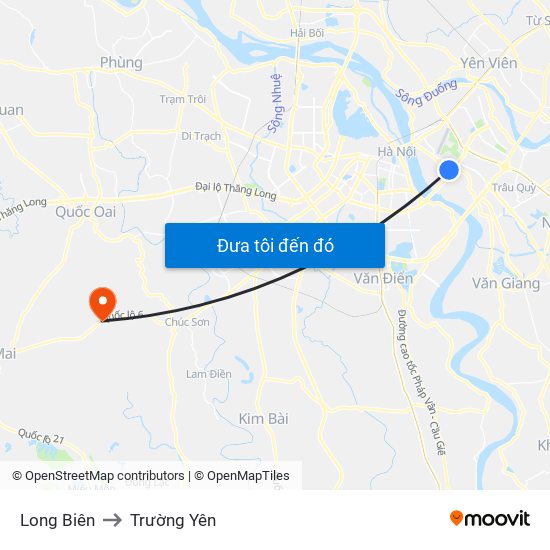 Long Biên to Trường Yên map
