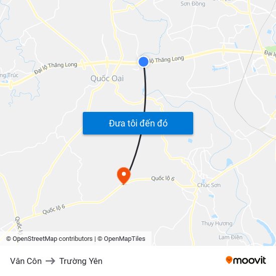 Vân Côn to Trường Yên map