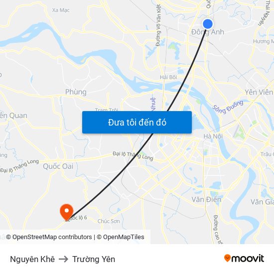 Nguyên Khê to Trường Yên map