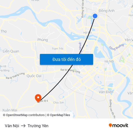 Vân Nội to Trường Yên map
