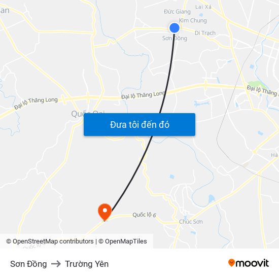 Sơn Đồng to Trường Yên map