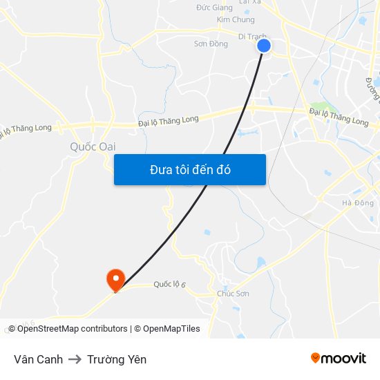 Vân Canh to Trường Yên map