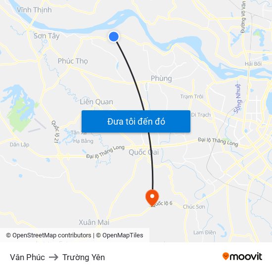 Vân Phúc to Trường Yên map