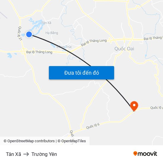 Tân Xã to Trường Yên map