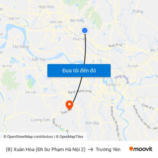 (B) Xuân Hòa (Đh Sư Phạm Hà Nội 2) to Trường Yên map