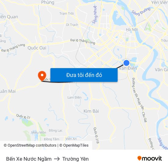 Bến Xe Nước Ngầm to Trường Yên map
