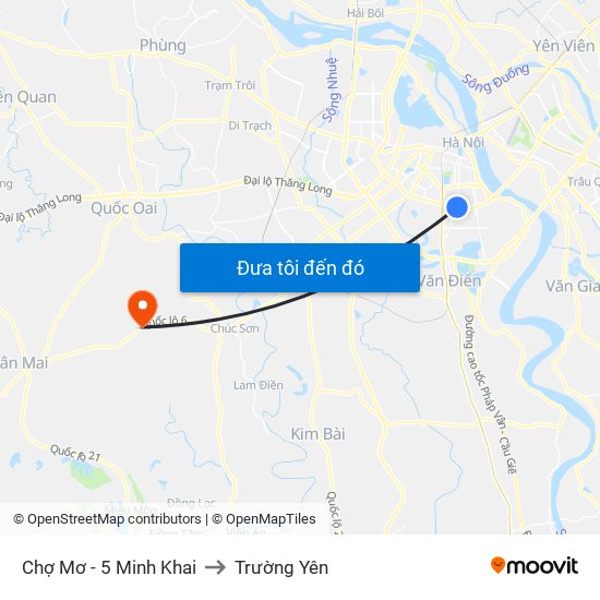 Chợ Mơ - 5 Minh Khai to Trường Yên map