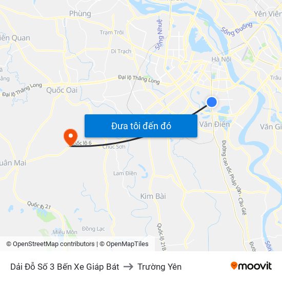 Dải Đỗ Số 3 Bến Xe Giáp Bát to Trường Yên map