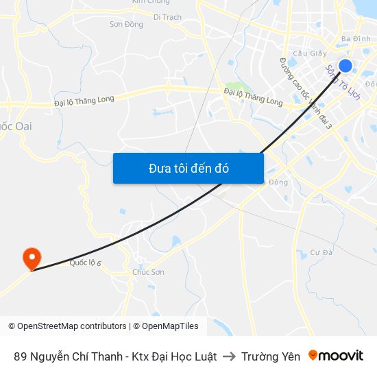 89 Nguyễn Chí Thanh - Ktx Đại Học Luật to Trường Yên map