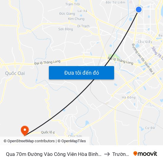 Qua 70m Đường Vào Công Viên Hòa Bình - Phạm Văn Đồng to Trường Yên map