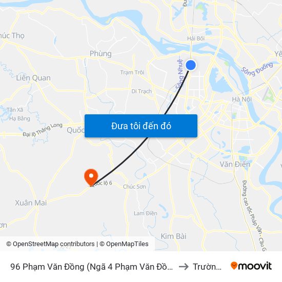 96 Phạm Văn Đồng (Ngã 4 Phạm Văn Đồng - Xuân Đỉnh) to Trường Yên map