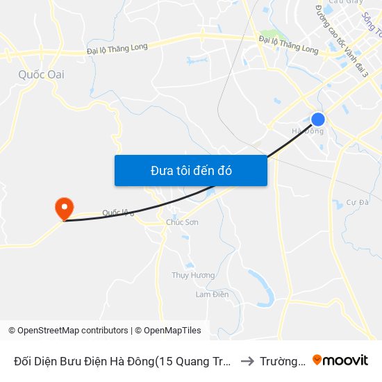 Đối Diện Bưu Điện Hà Đông(15 Quang Trung Hà Đông) to Trường Yên map