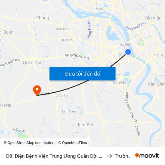 Đối Diện Bệnh Viện Trung Ương Quân Đội 108 - Trần Hưng Đạo to Trường Yên map