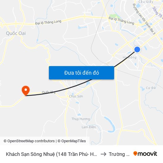 Khách Sạn Sông Nhuệ (148 Trần Phú- Hà Đông) to Trường Yên map