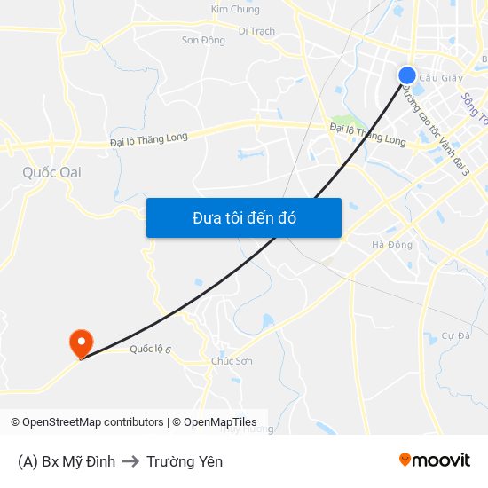 (A) Bx Mỹ Đình to Trường Yên map