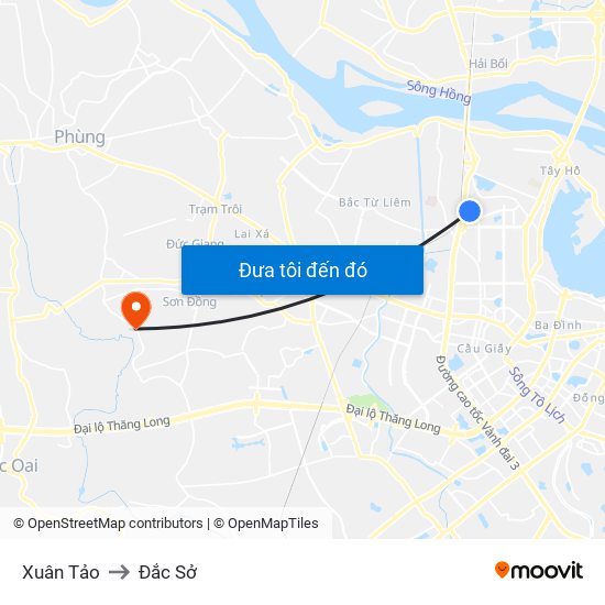 Xuân Tảo to Đắc Sở map