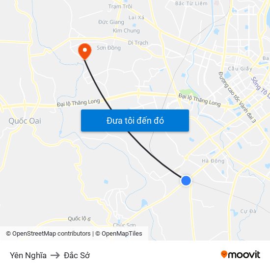 Yên Nghĩa to Đắc Sở map