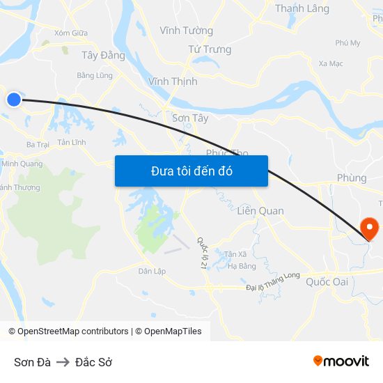 Sơn Đà to Đắc Sở map