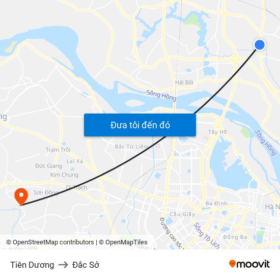 Tiên Dương to Đắc Sở map