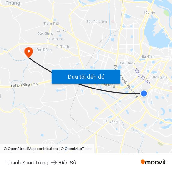 Thanh Xuân Trung to Đắc Sở map