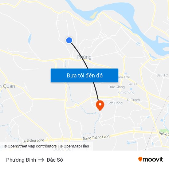 Phương Đình to Đắc Sở map