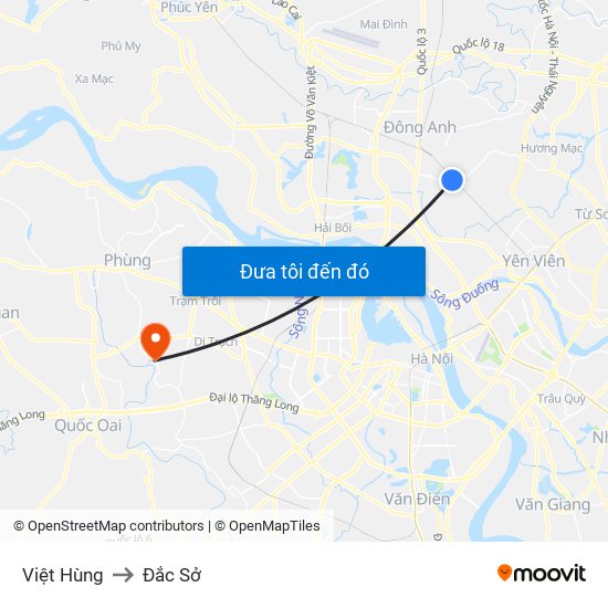 Việt Hùng to Đắc Sở map