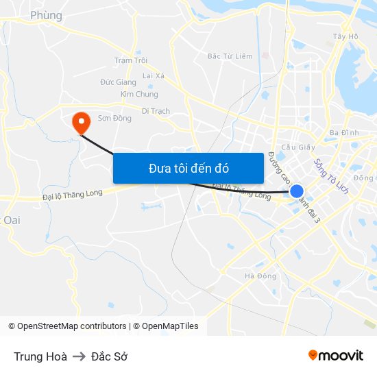 Trung Hoà to Đắc Sở map