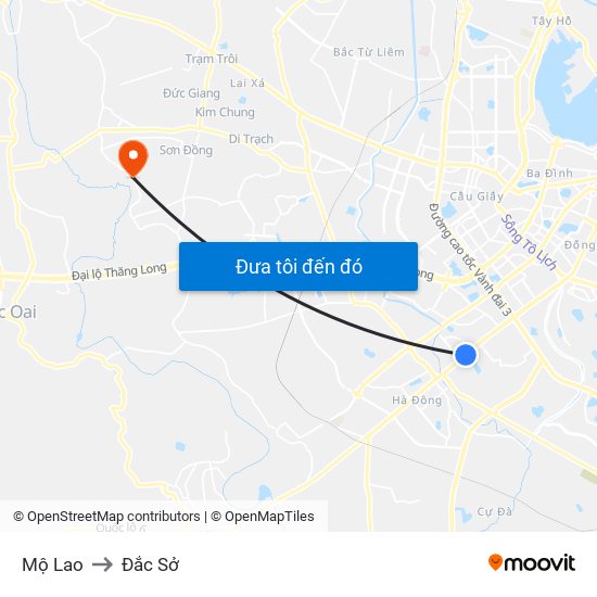 Mộ Lao to Đắc Sở map