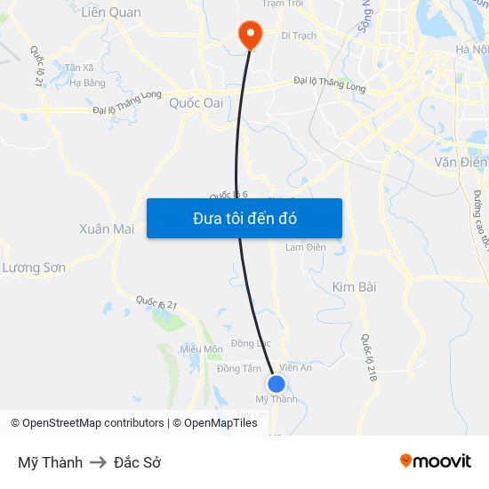 Mỹ Thành to Đắc Sở map