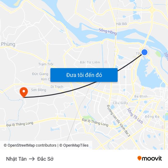 Nhật Tân to Đắc Sở map