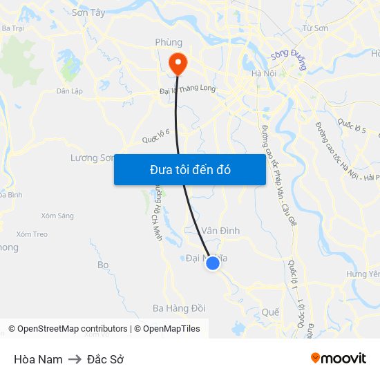 Hòa Nam to Đắc Sở map