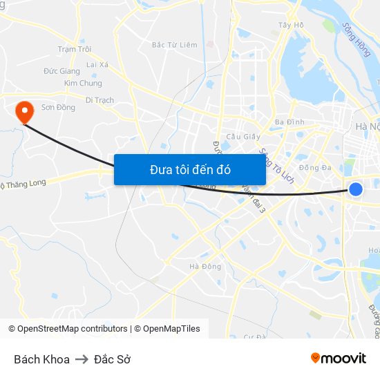 Bách Khoa to Đắc Sở map