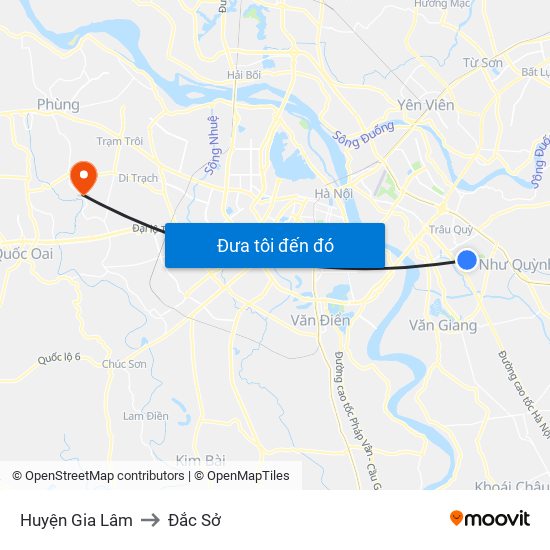 Huyện Gia Lâm to Đắc Sở map