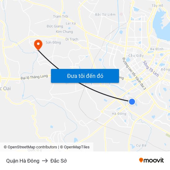 Quận Hà Đông to Đắc Sở map