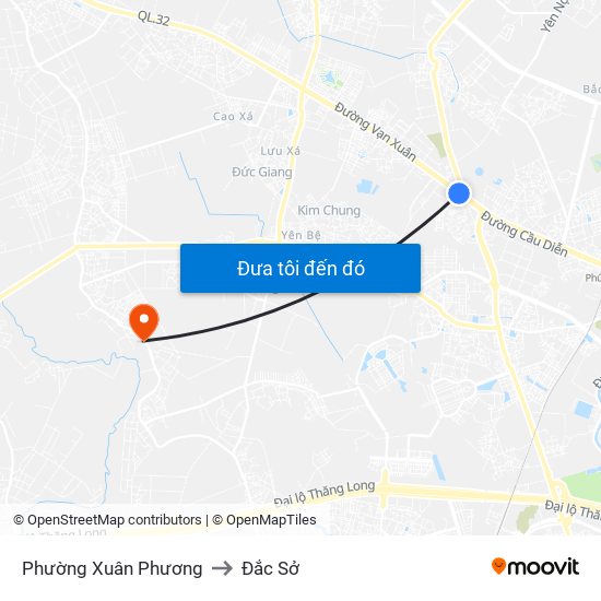 Phường Xuân Phương to Đắc Sở map