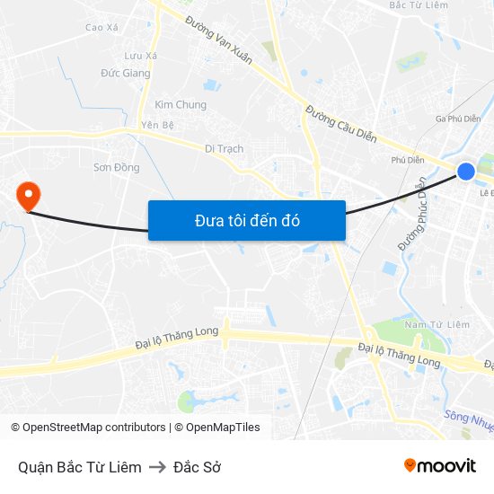 Quận Bắc Từ Liêm to Đắc Sở map