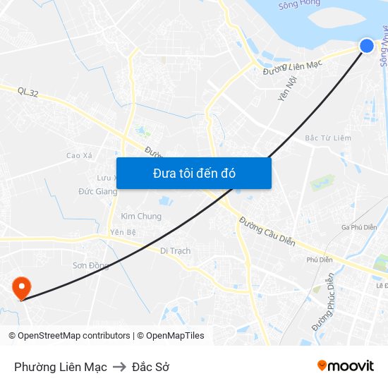 Phường Liên Mạc to Đắc Sở map