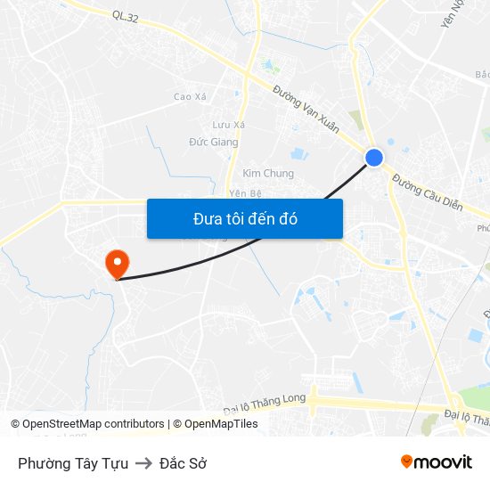 Phường Tây Tựu to Đắc Sở map